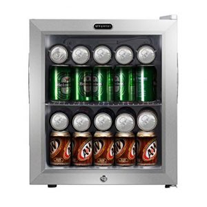 Whynter BR-062WS 68-Can Beverage Refrigerator with Glass Door, 1.6 Cu Ft Freestanding Drink Mini Fridge, Cubic Feet, Stainless Steel